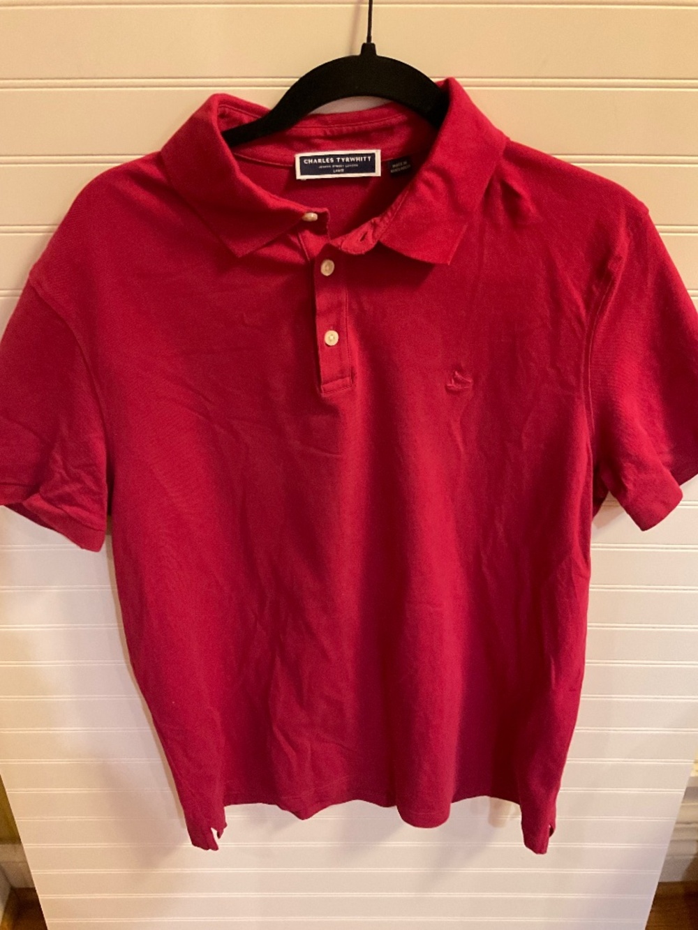 Charles Tyrwhitt Men’s Large Red Pique Polo Shirt Short Sleeve Embroidered Logo